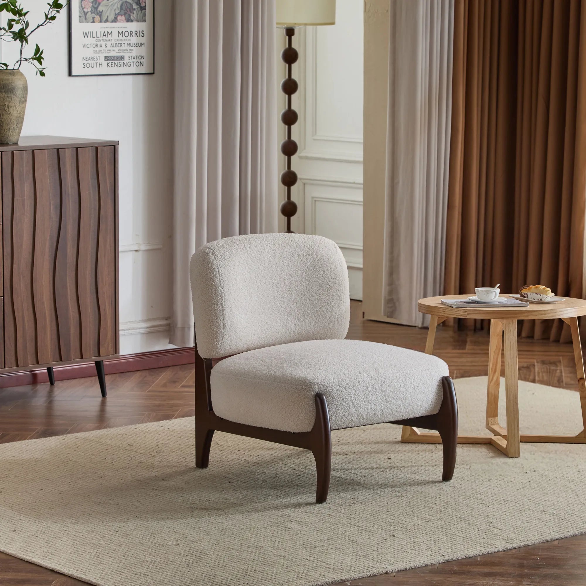 25.5" Modern Soft Boucle Lounge Accent Chair with Solid Wood Frame