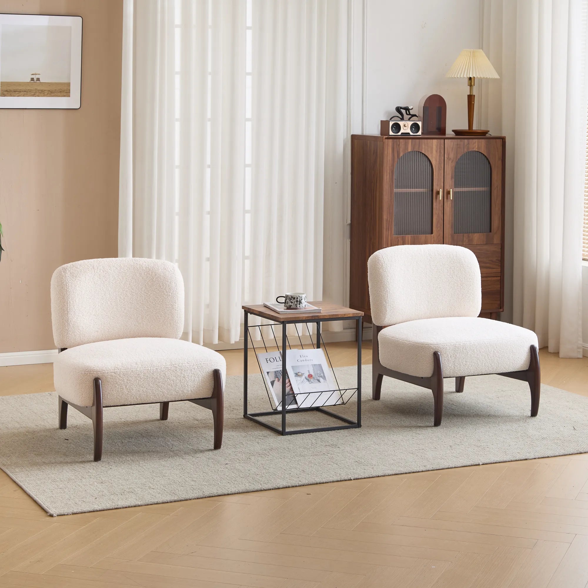 25.5" Modern Soft Boucle Lounge Accent Chair with Solid Wood Frame