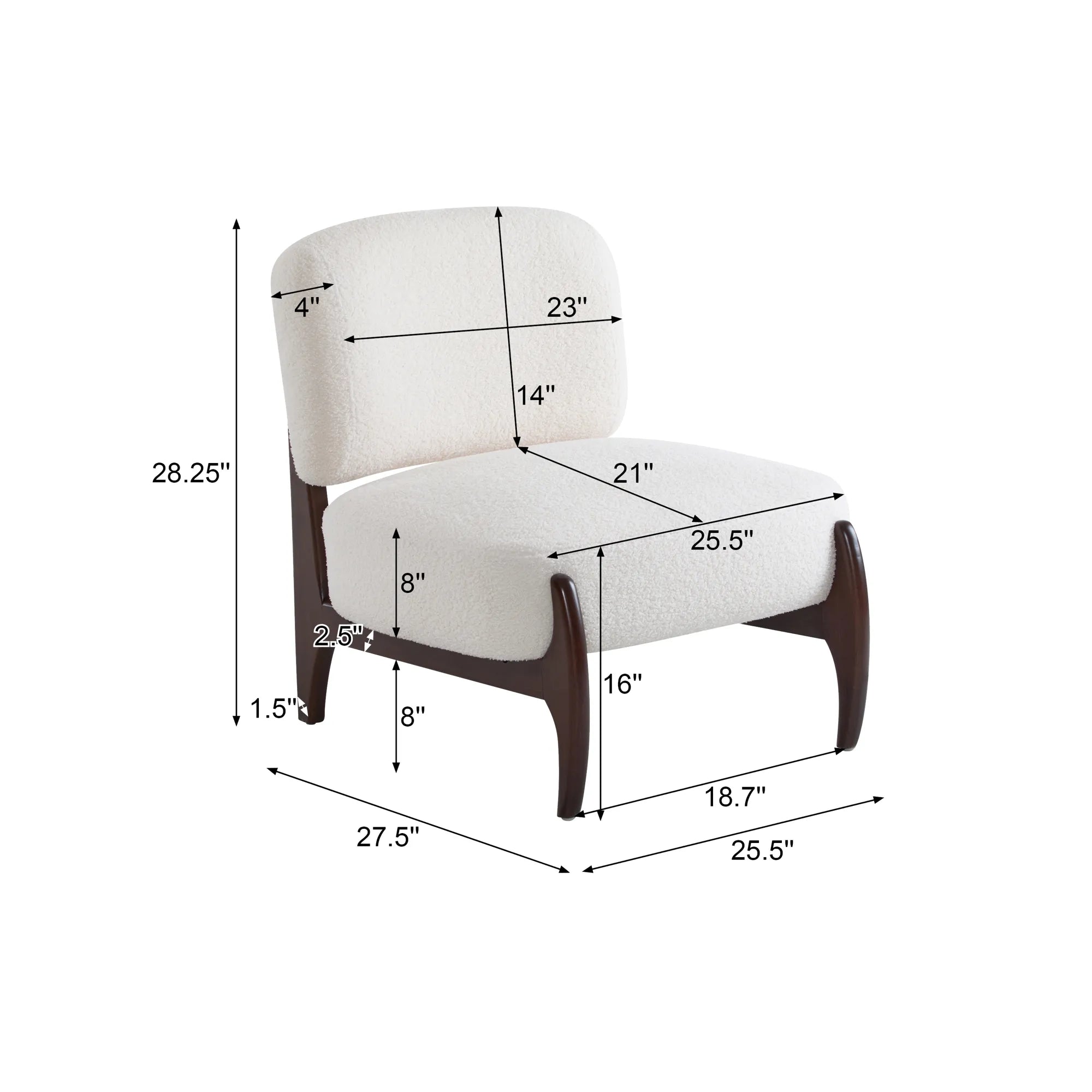 25.5" Modern Soft Boucle Lounge Accent Chair with Solid Wood Frame