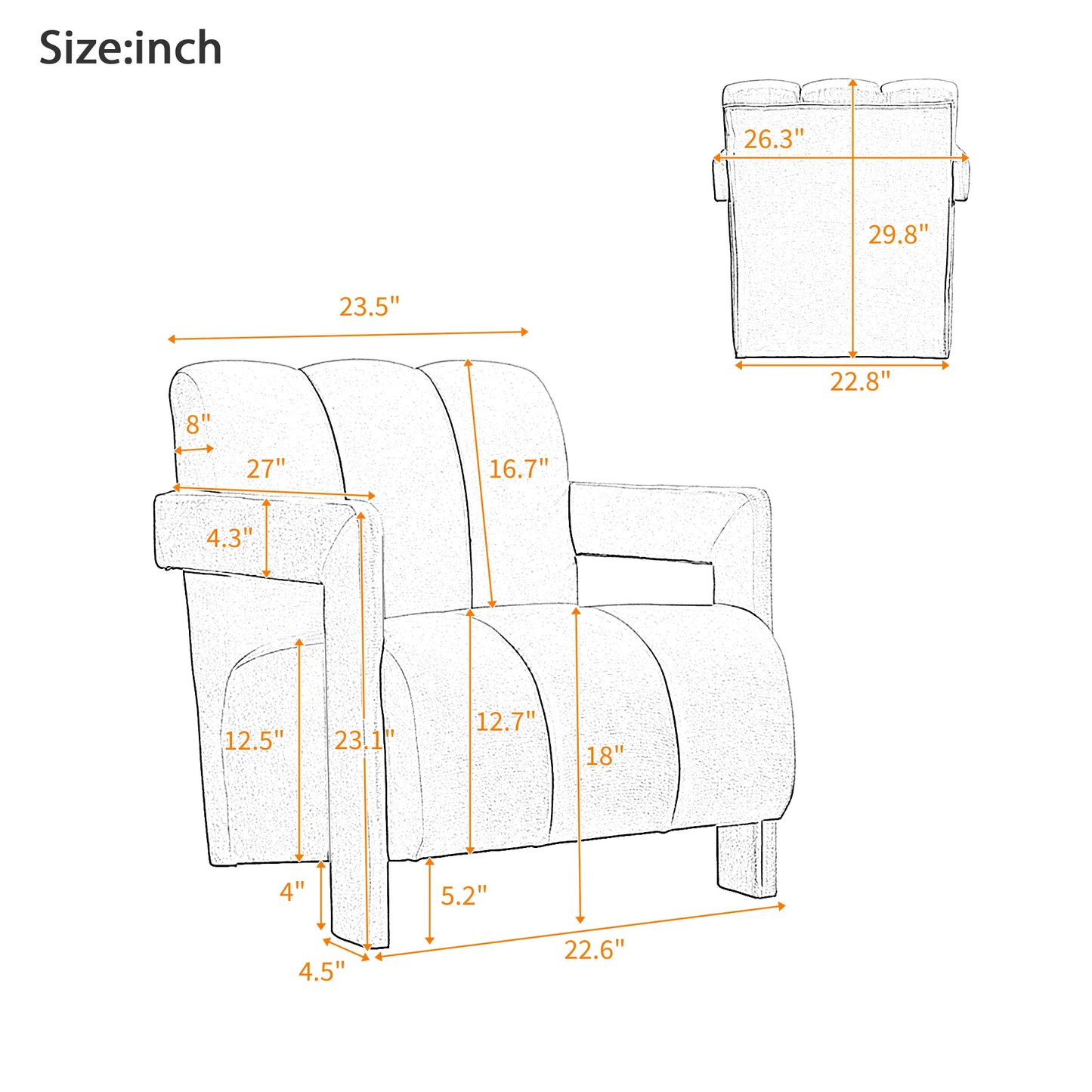 26.3'' Fabric Modern Minimalist Leisure Armchair Accent Chair