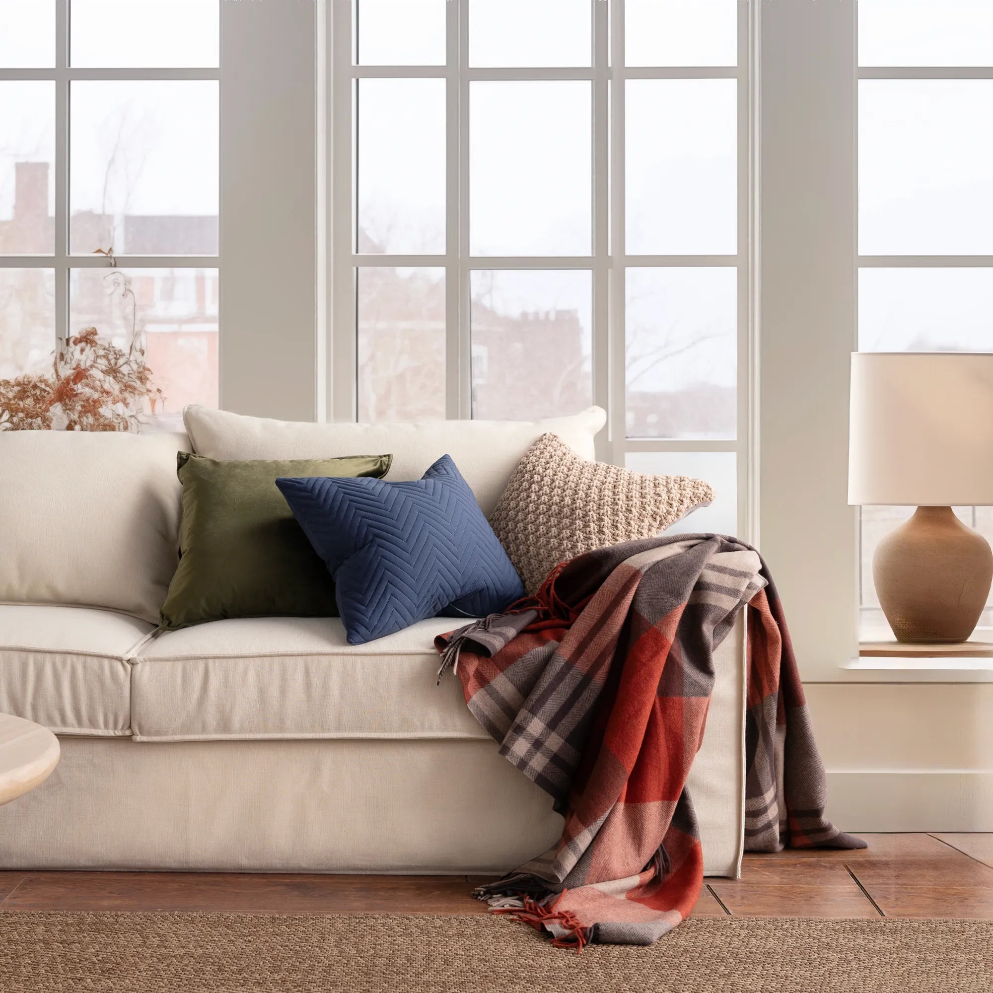 2 Pc Quilted Throw Pillow Cover Set