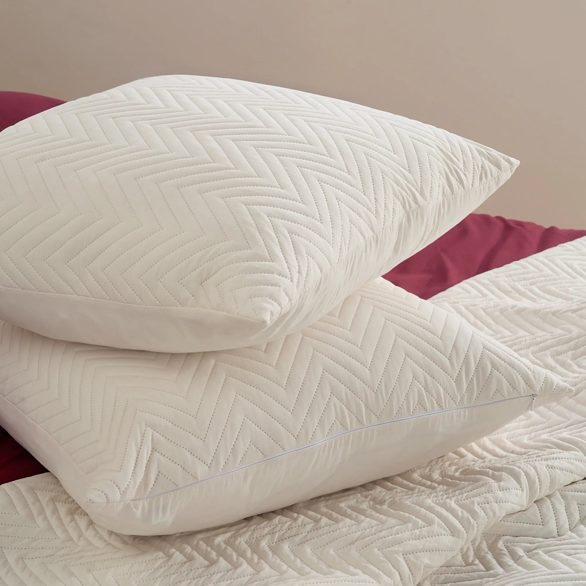 2 Pc Quilted Throw Pillow Cover Set