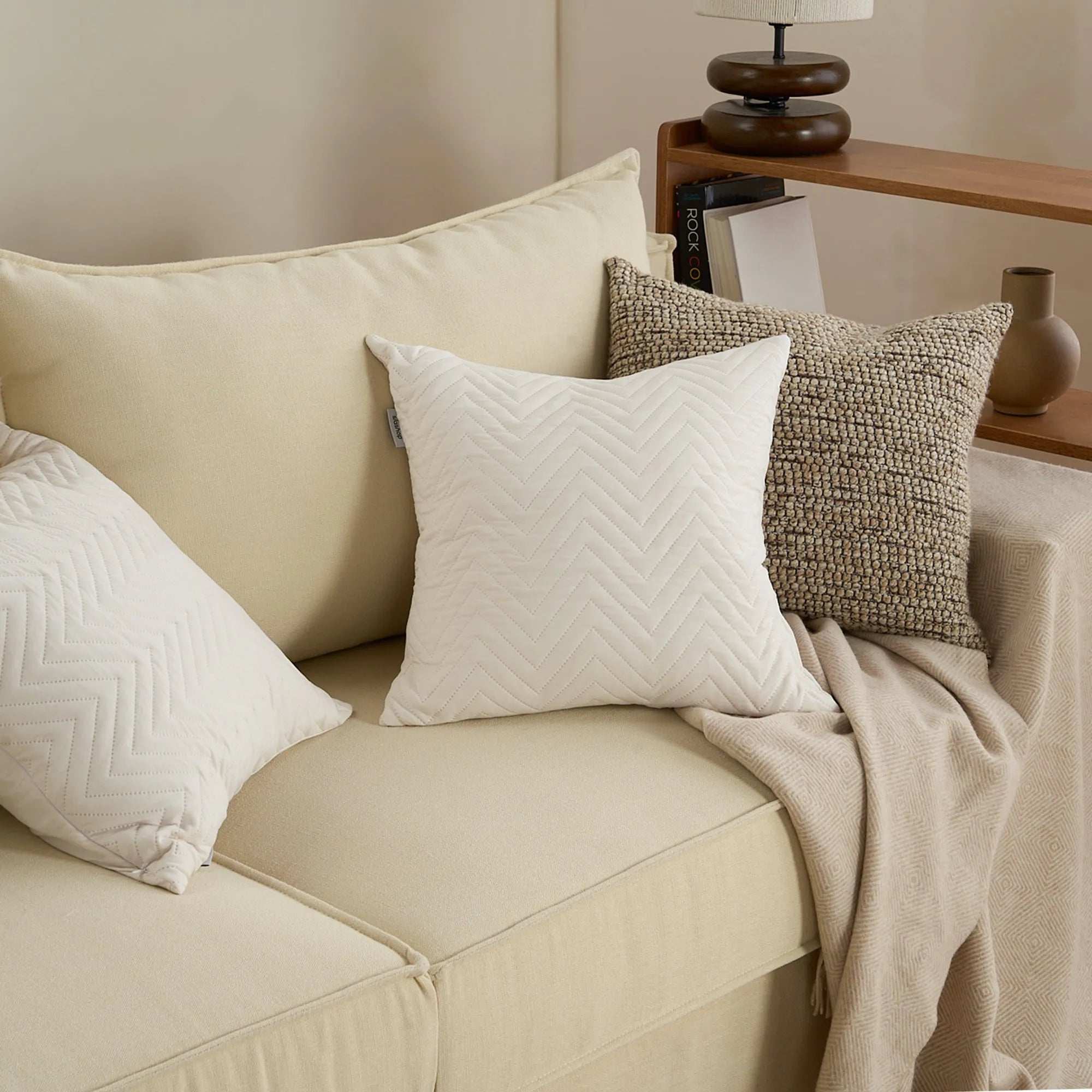 2 Pc Quilted Throw Pillow Cover Set