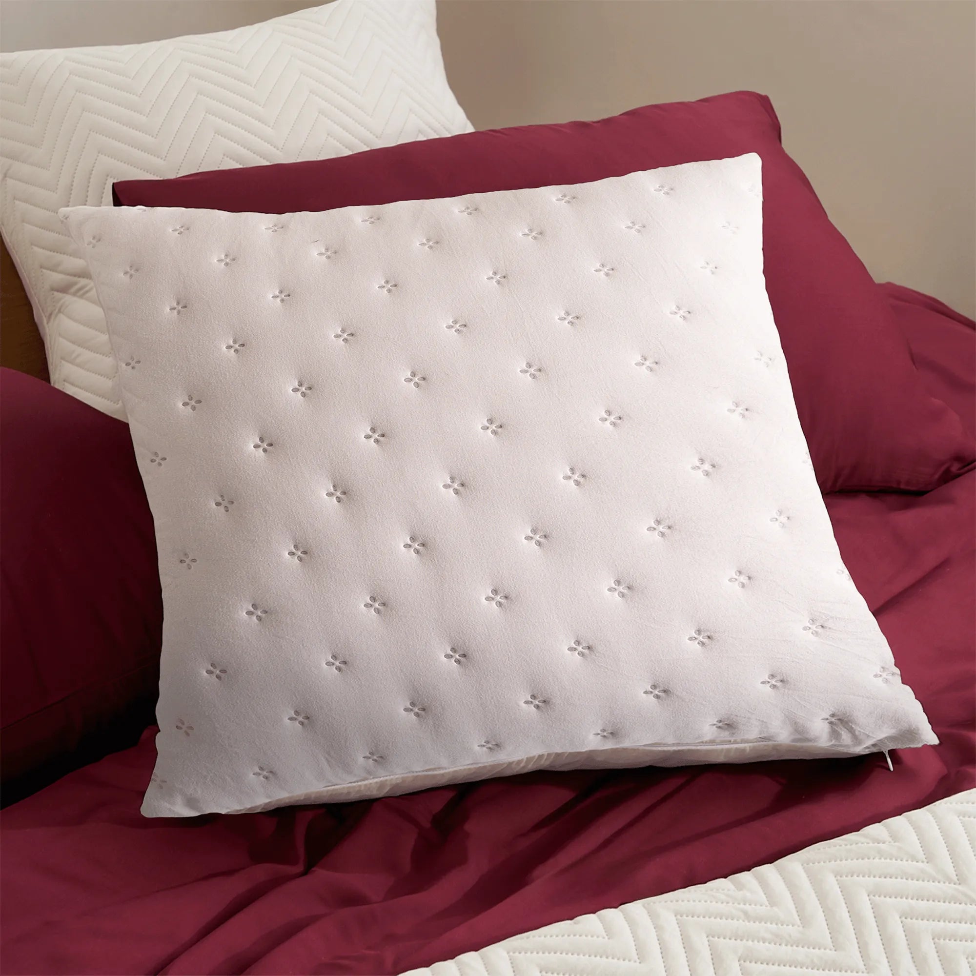 2 Pc Throw Pillow Cover Set, Quilt With Knots