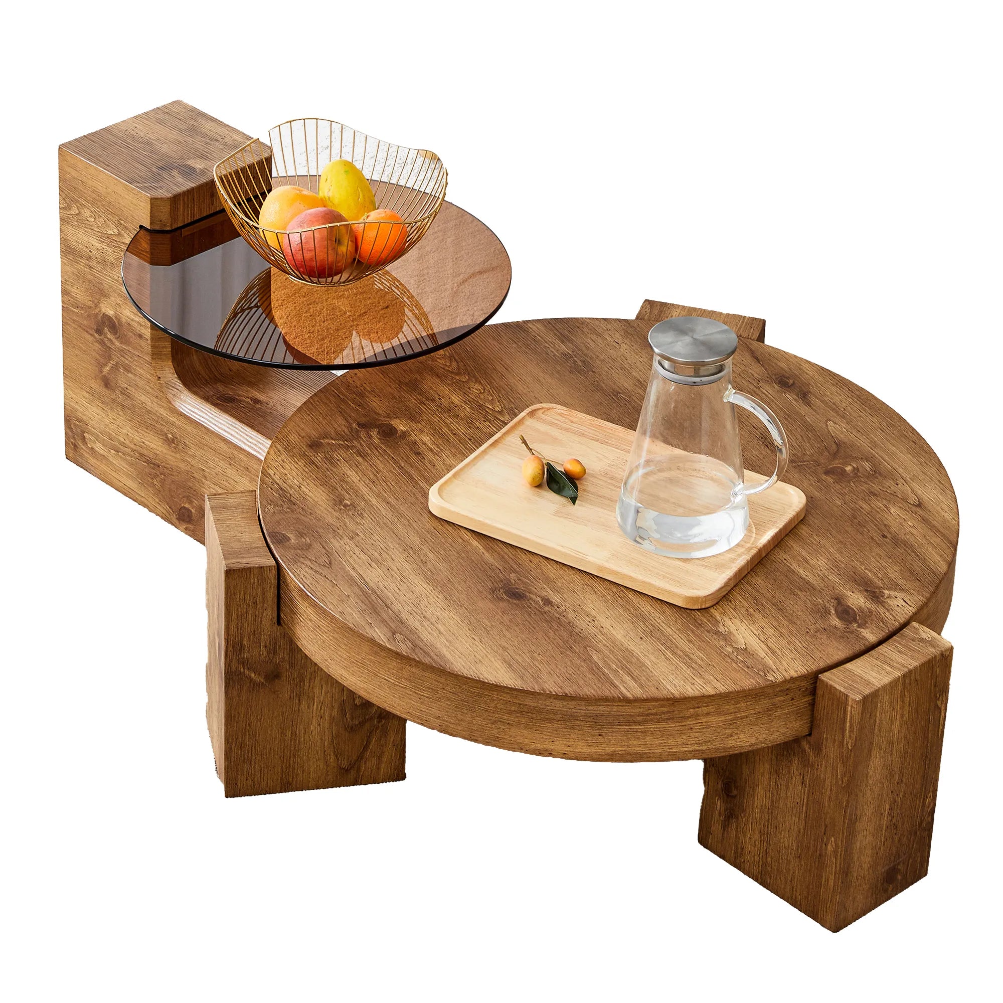 2 Pieces Detachable Modern Coffee Table Side Table Set