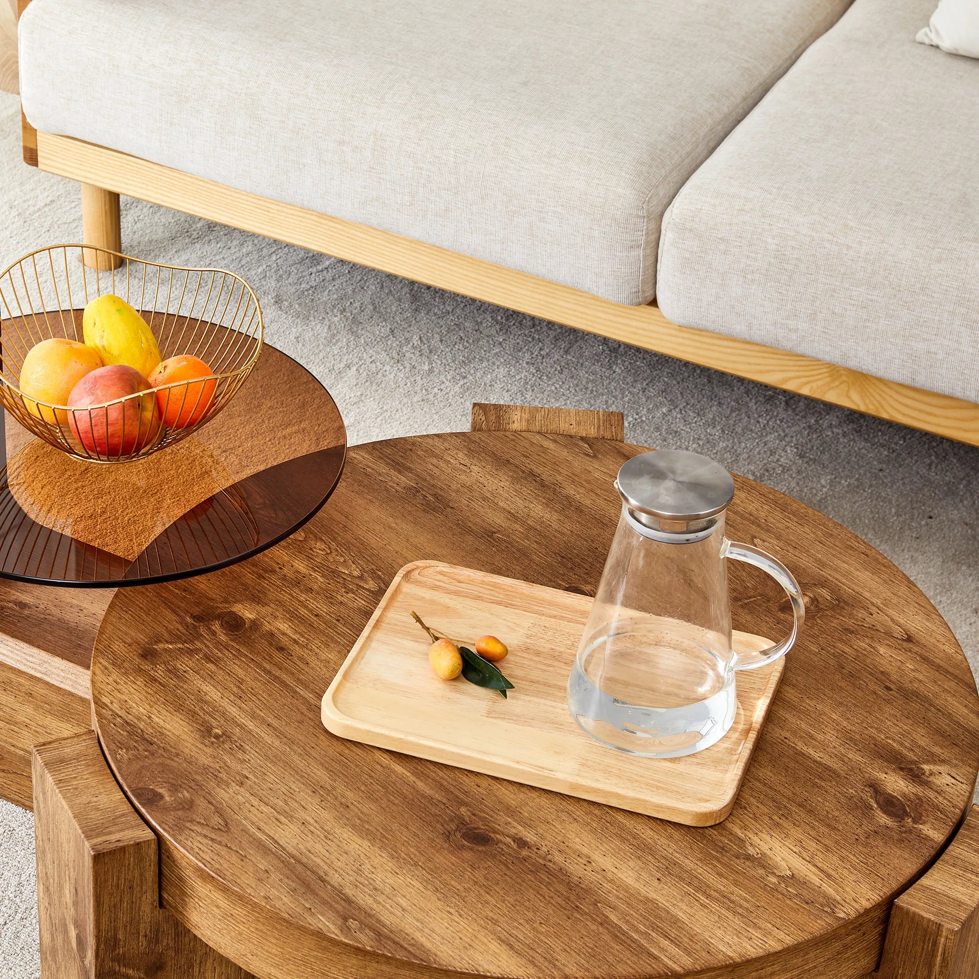 2 Pieces Detachable Modern Coffee Table Side Table Set