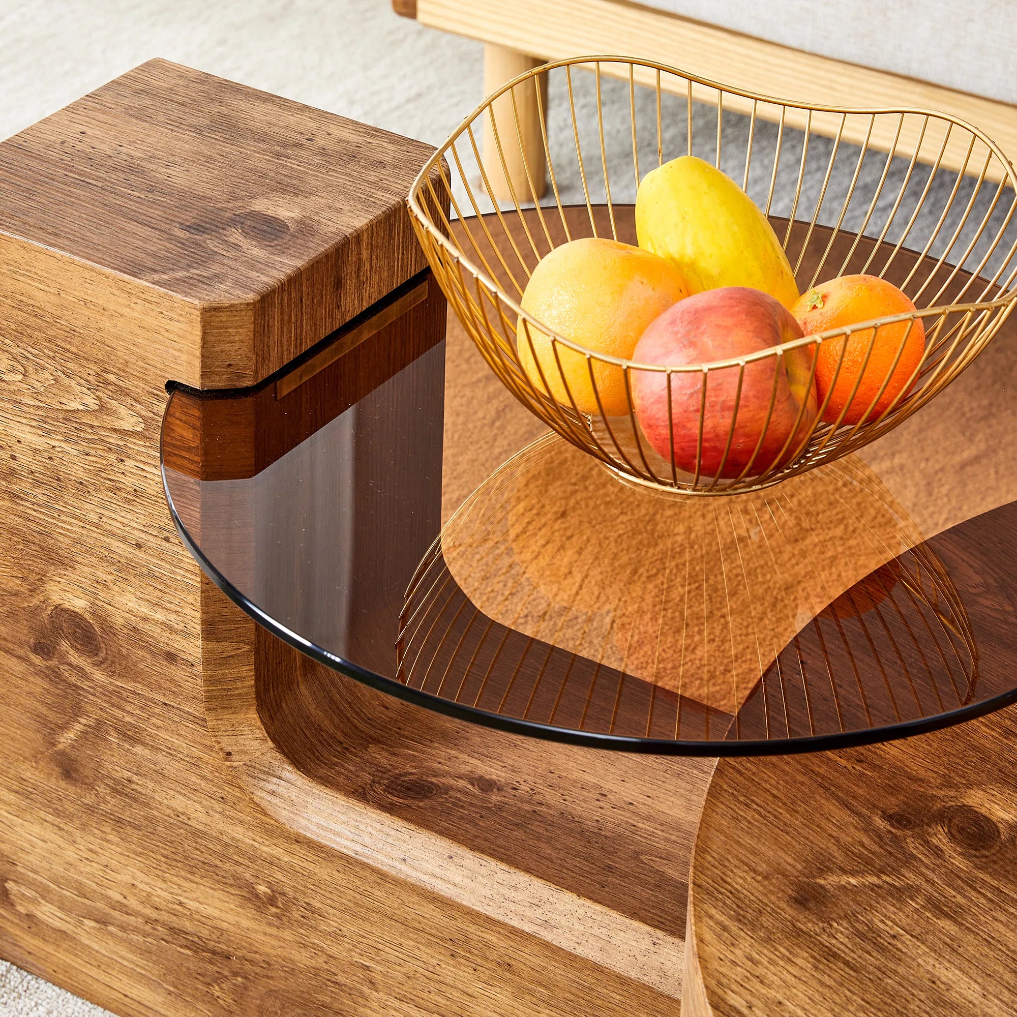 2 Pieces Detachable Modern Coffee Table Side Table Set