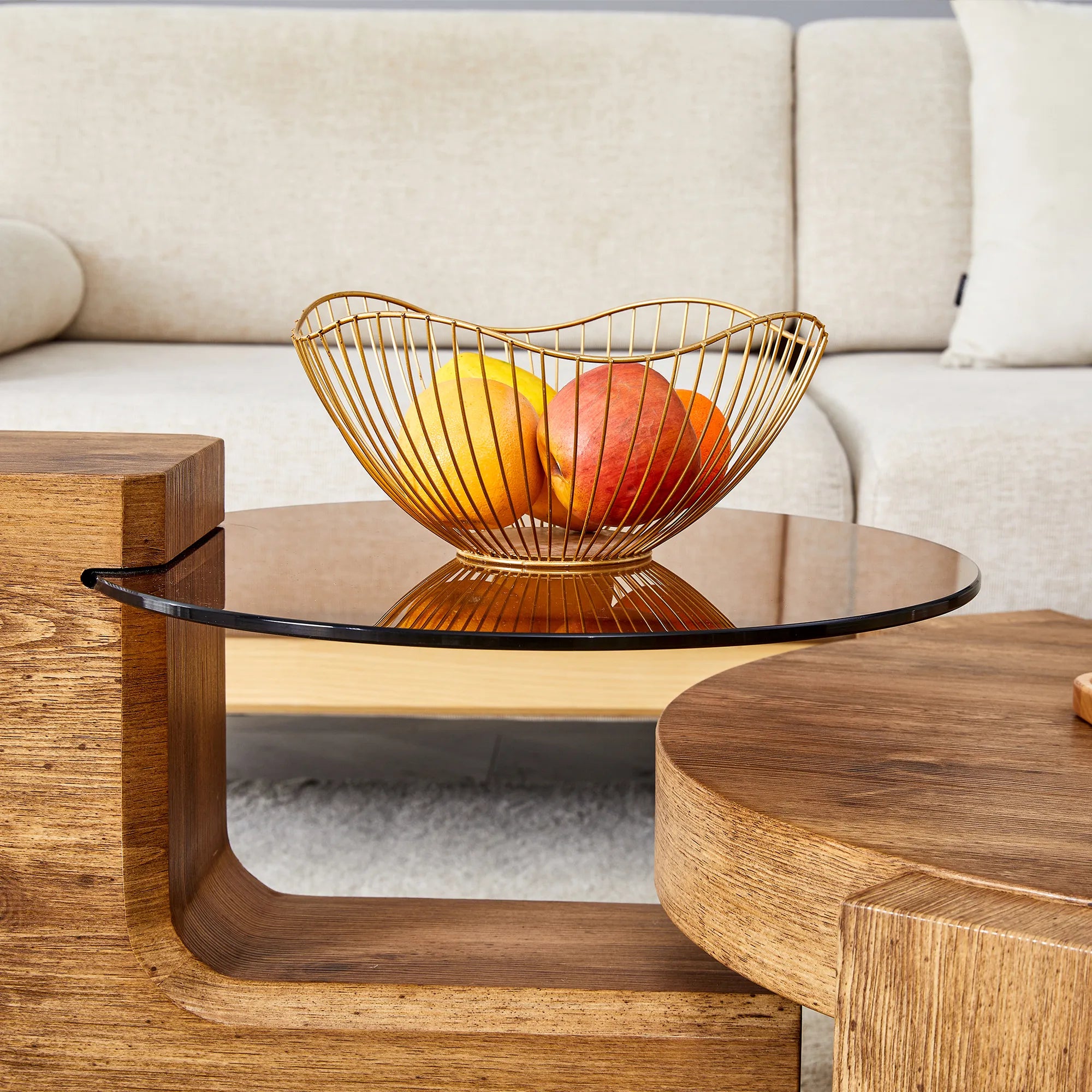 2 Pieces Detachable Modern Coffee Table Side Table Set