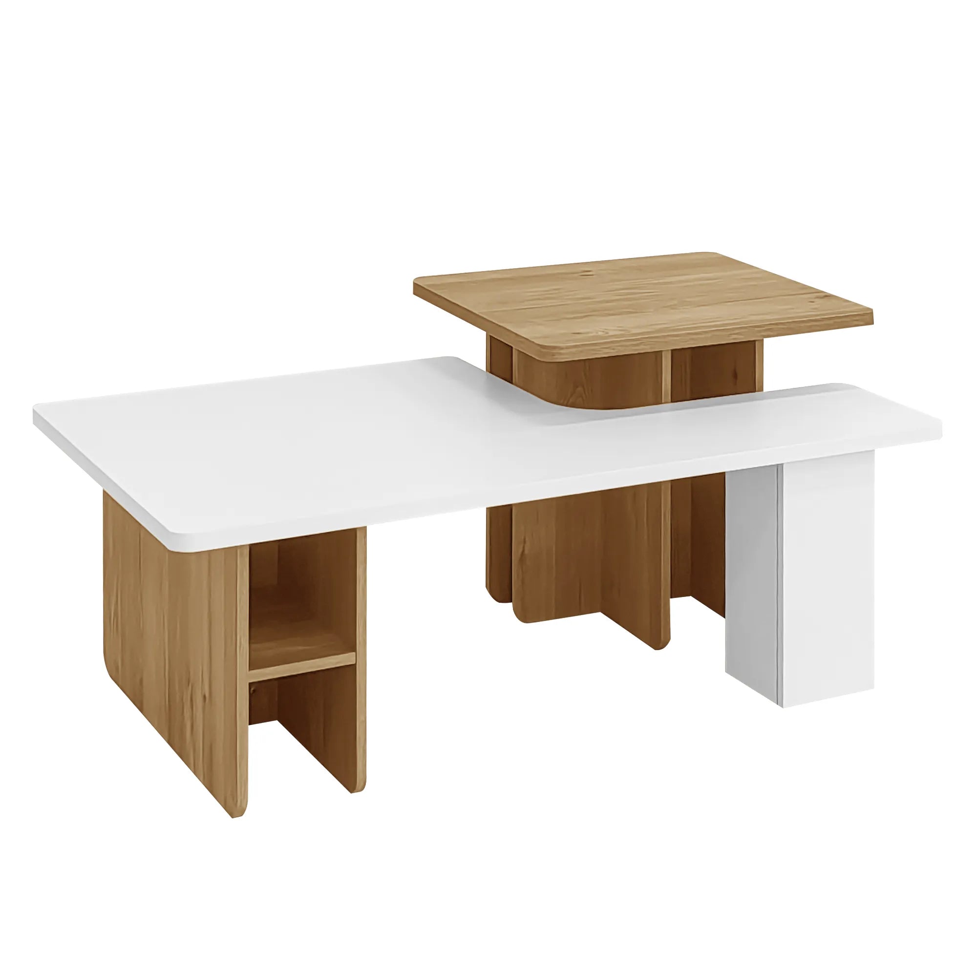 2 Pieces Farmhouse Nesting Coffee Table Set
