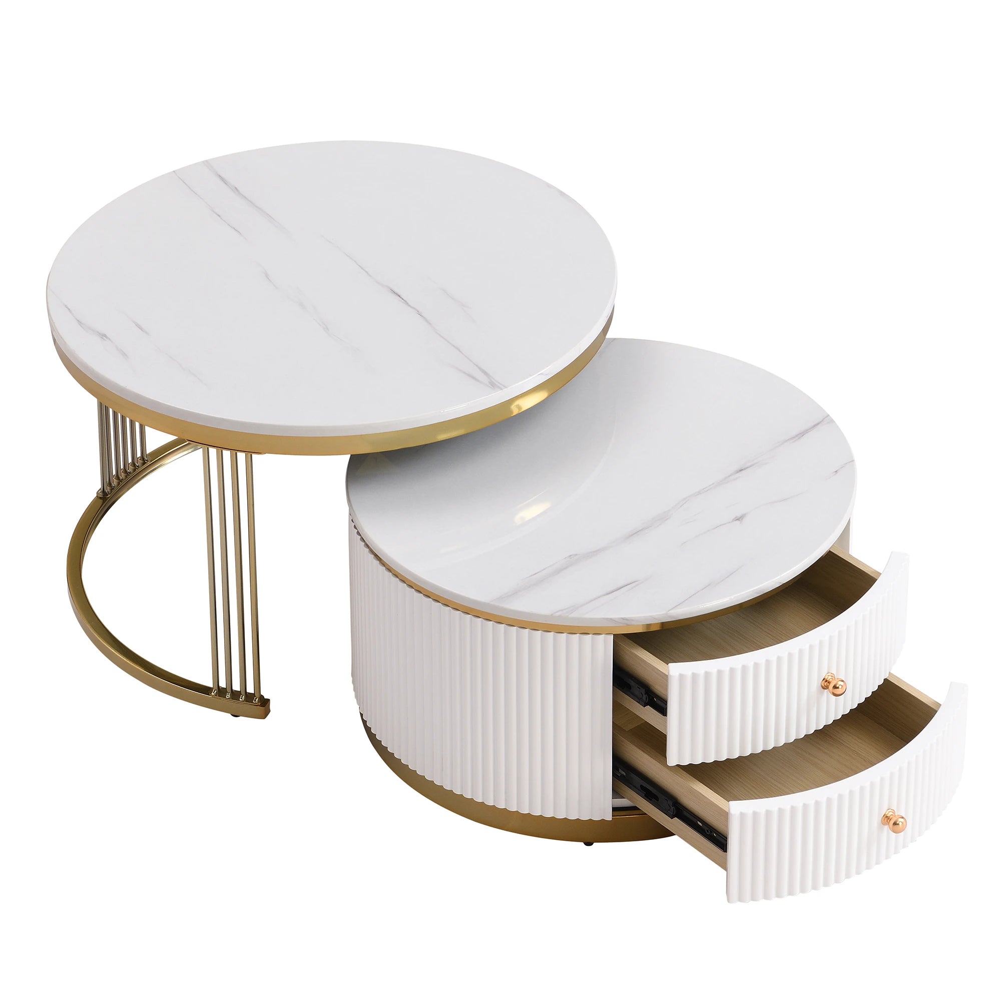 2 Pieces Modern Nesting Coffee Table Set