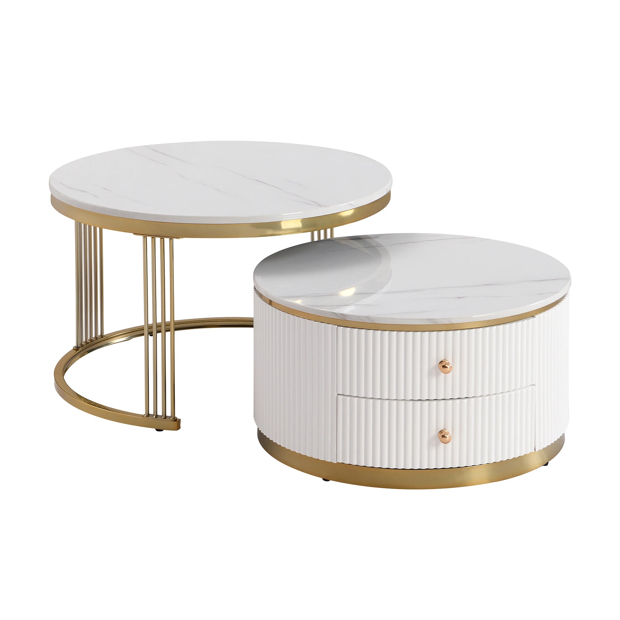 2 Pieces Modern Nesting Coffee Table Set