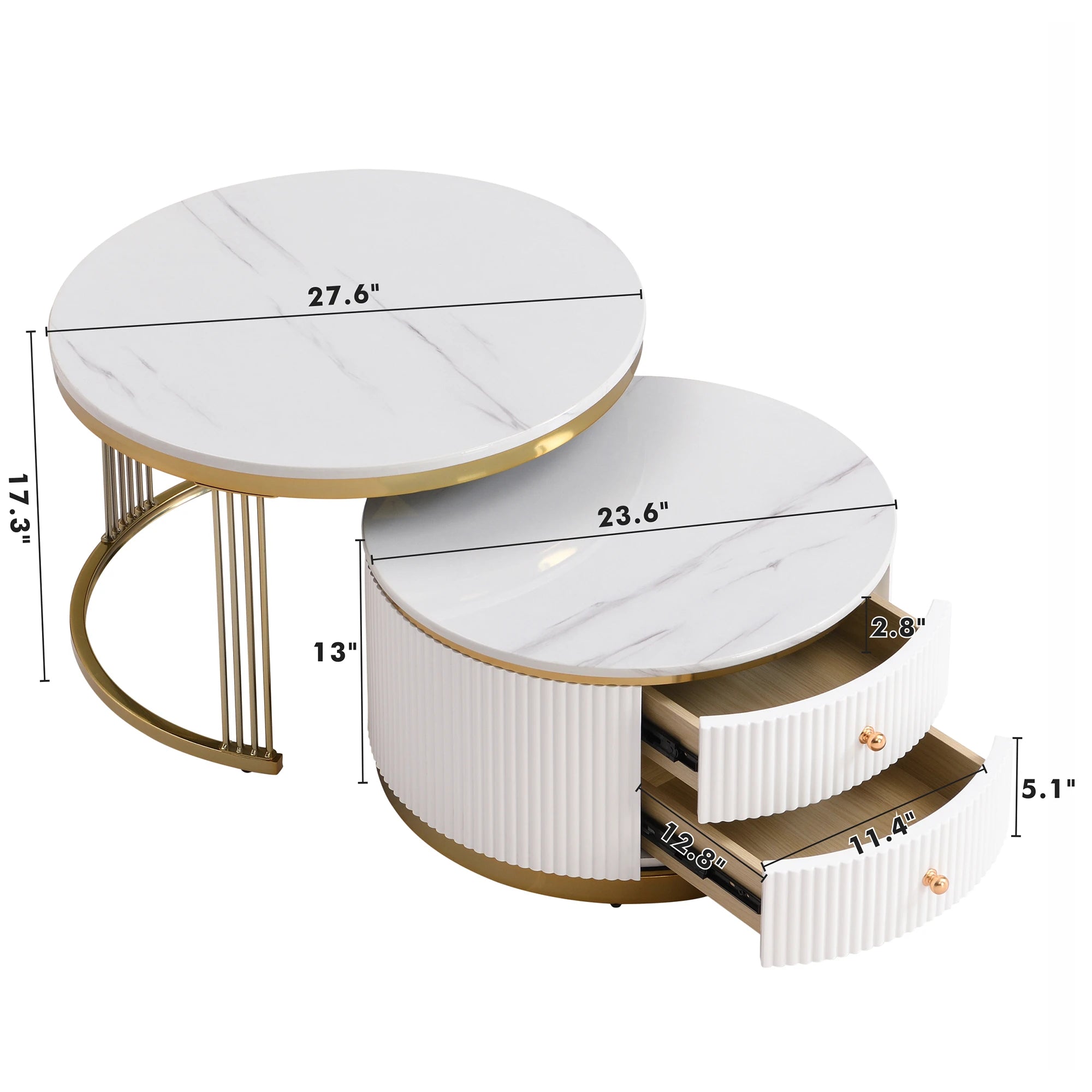 2 Pieces Modern Nesting Coffee Table Set