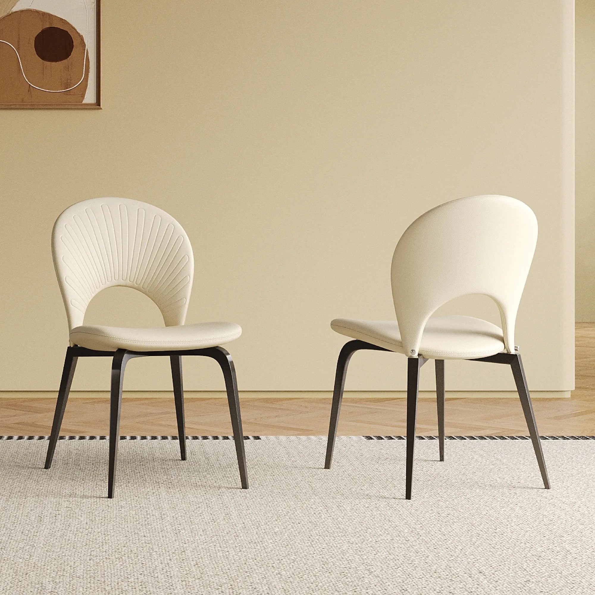 2 Pieces Modern PU Leather Dining Chair Set