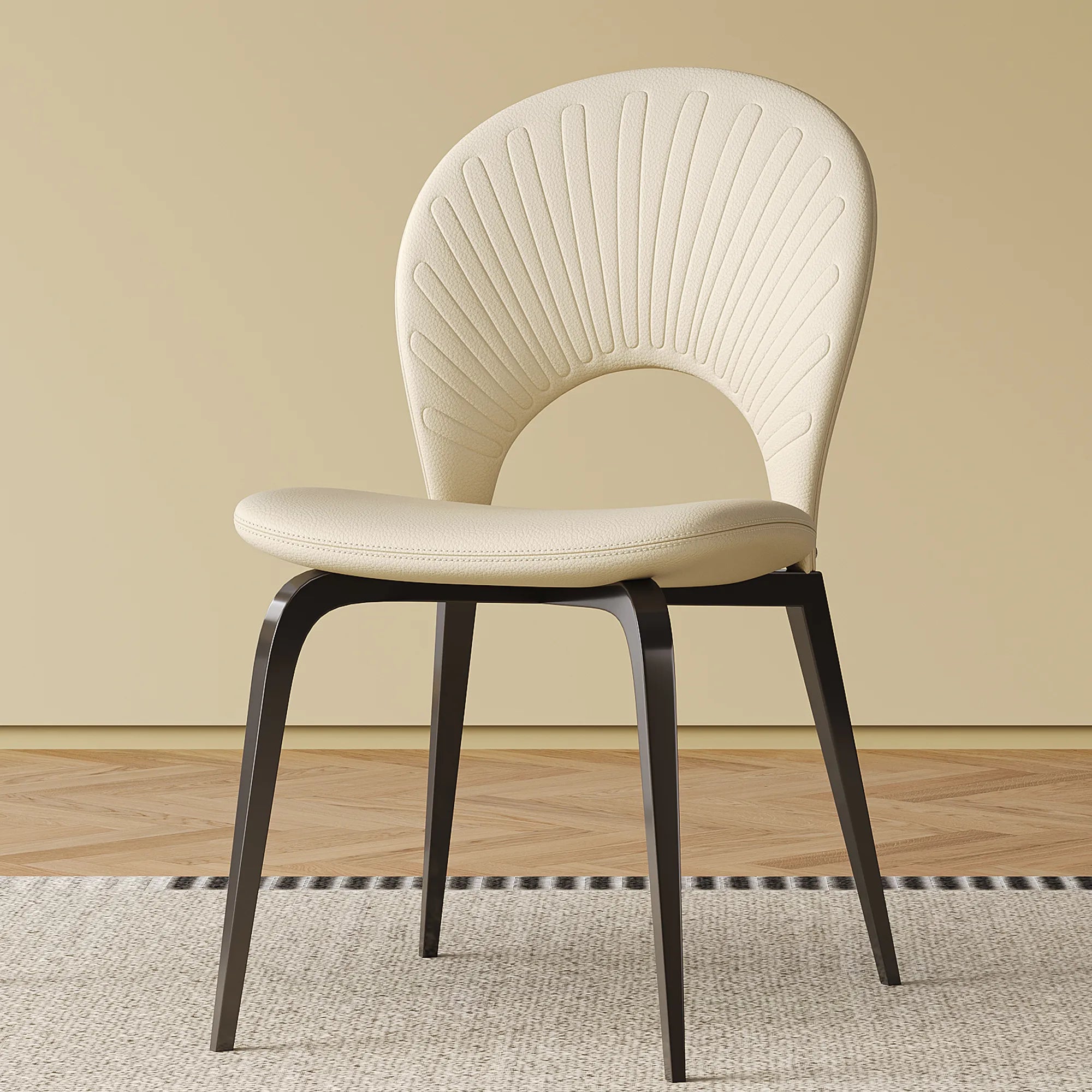 2 Pieces Modern PU Leather Dining Chair Set
