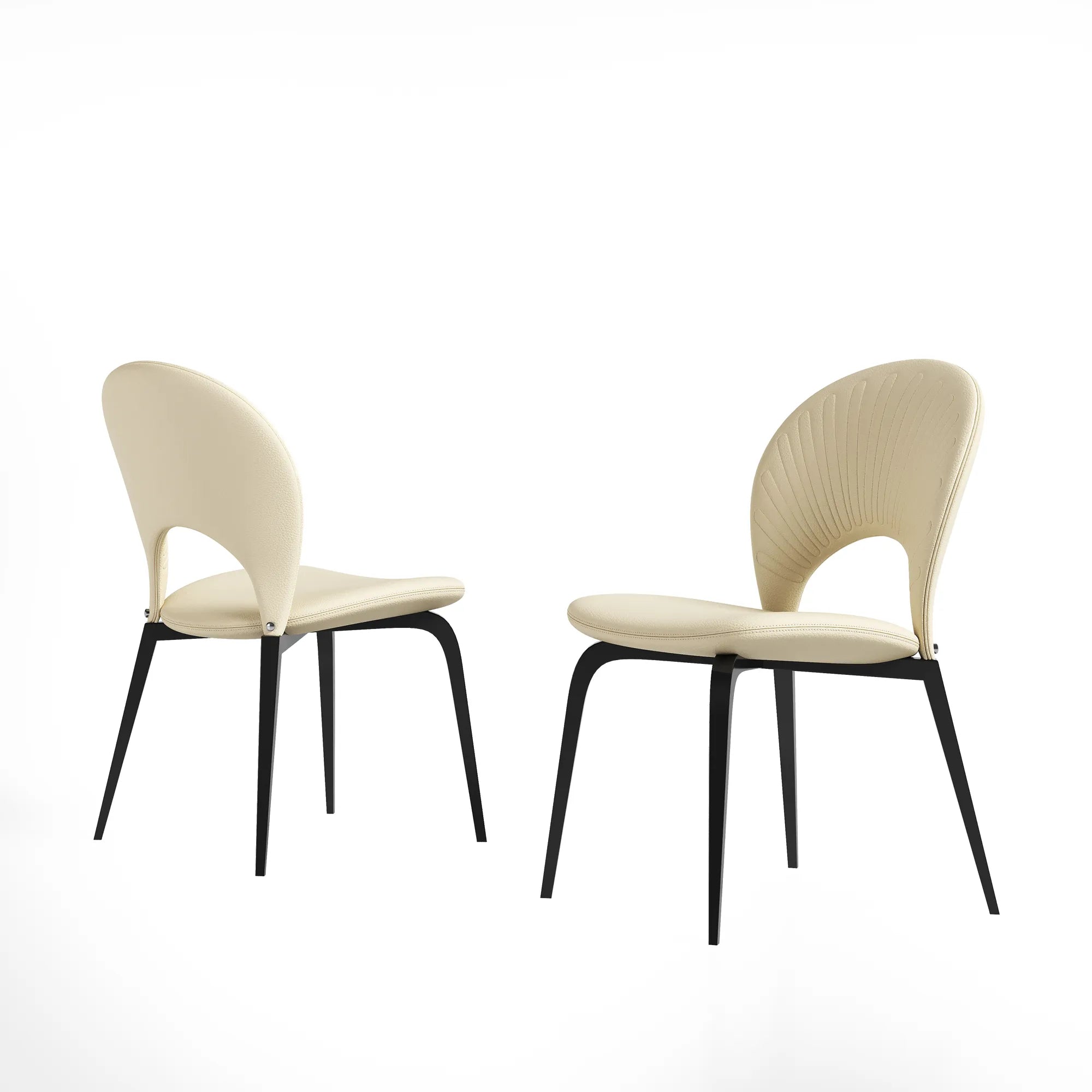 2 Pieces Modern PU Leather Dining Chair Set