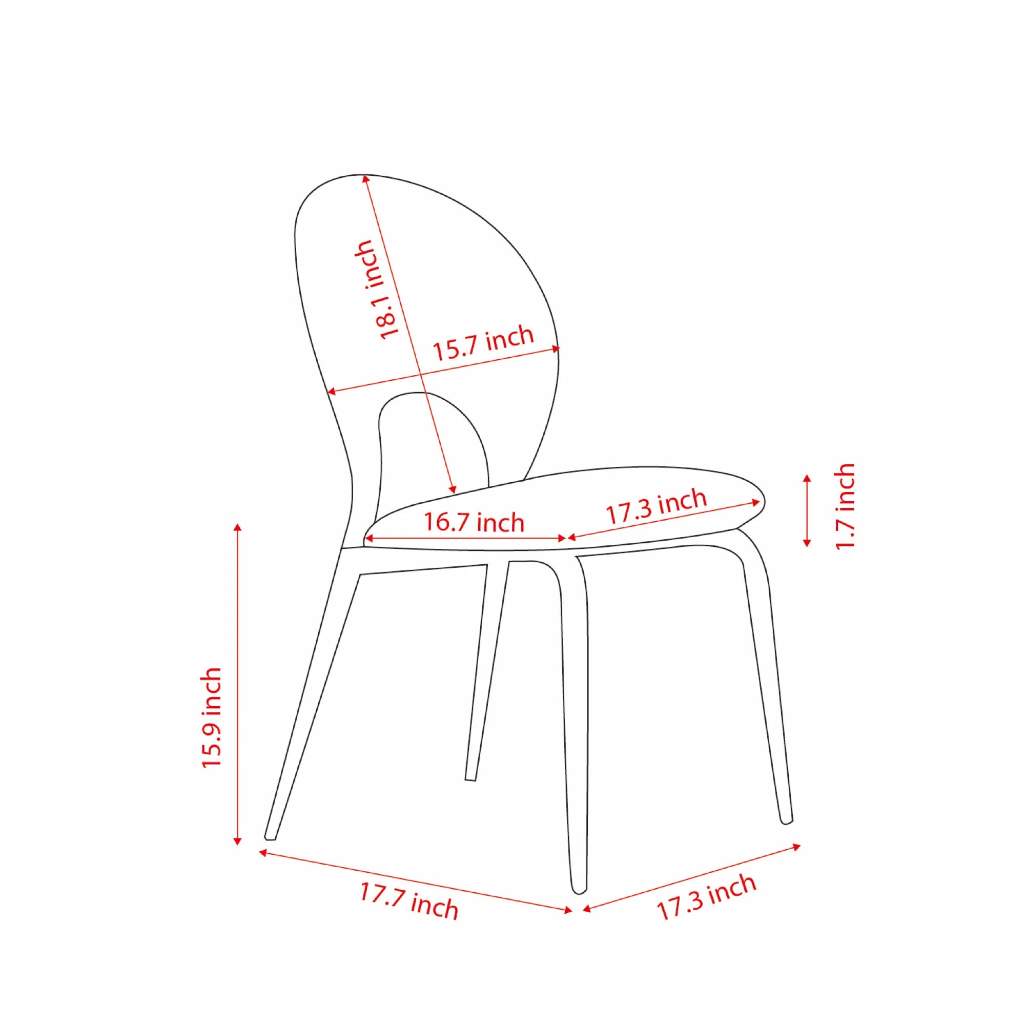 2 Pieces Modern PU Leather Dining Chair Set