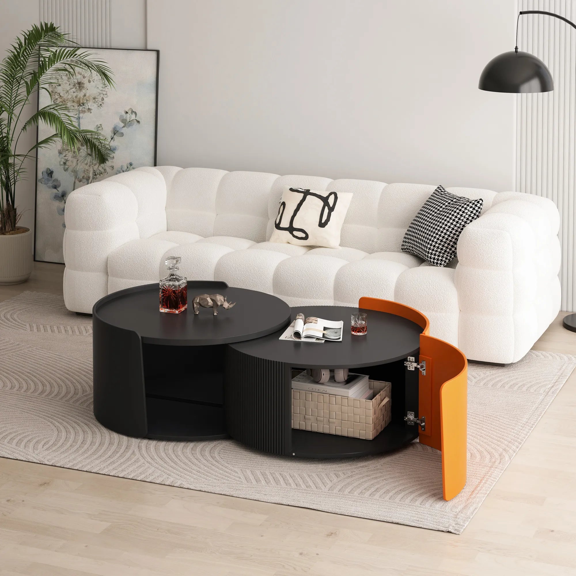 2 Pieces Modern Round Nesting Coffee Table Set