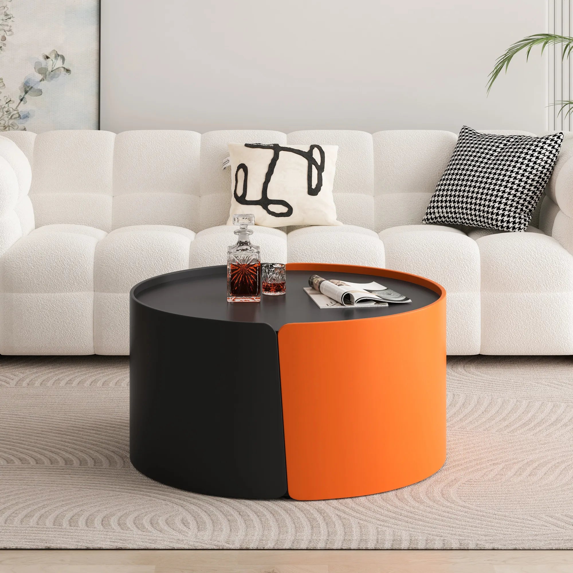 2 Pieces Modern Round Nesting Coffee Table Set