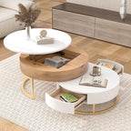 2-Piece Round Nesting Coffee Table Set with Lift-Top Storage