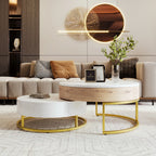2-Piece Round Nesting Coffee Table Set with Lift-Top Storage