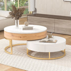 2-Piece Round Nesting Coffee Table Set with Lift-Top Storage