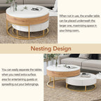 2-Piece Round Nesting Coffee Table Set with Lift-Top Storage