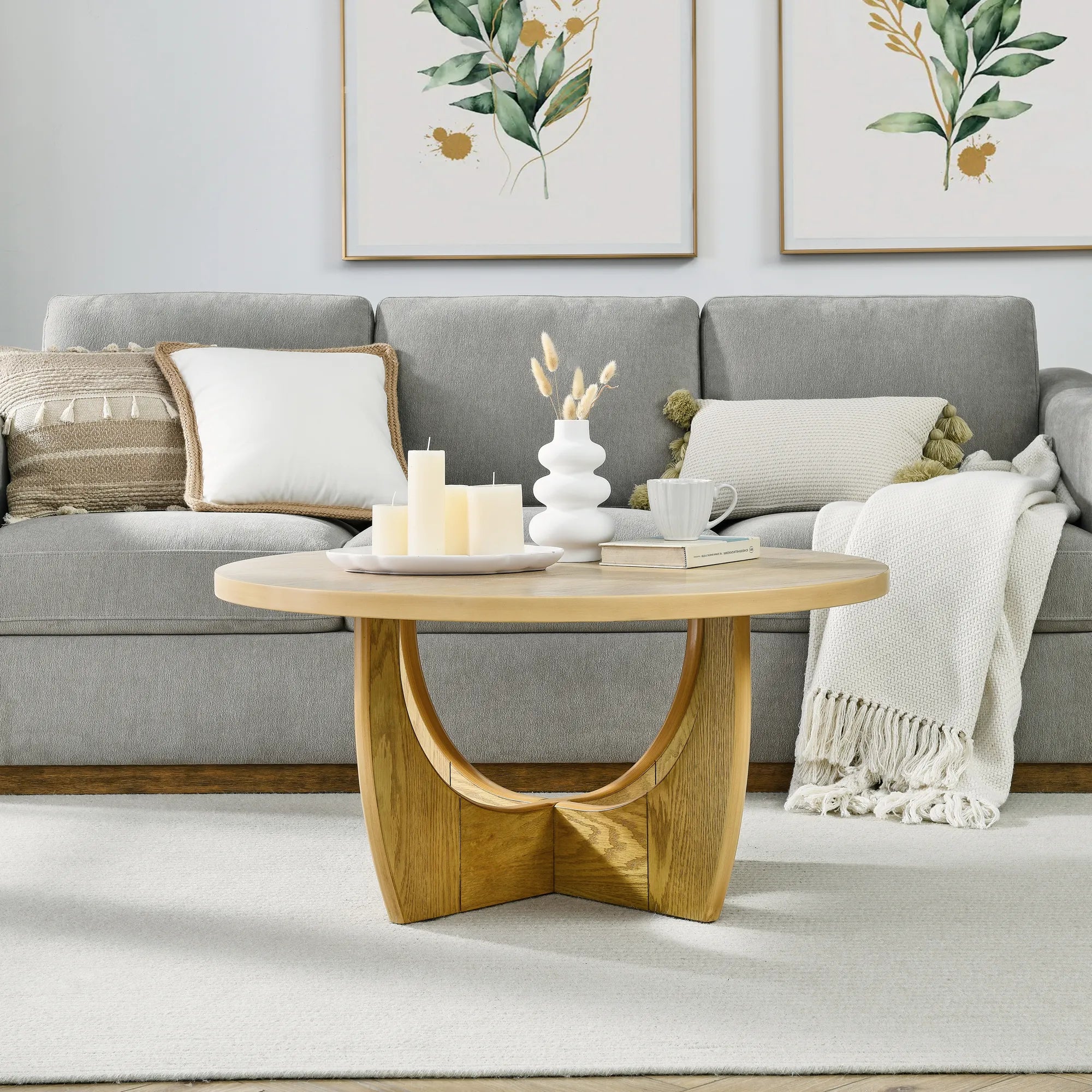 Wooden Round Farmhouse Coffee Table