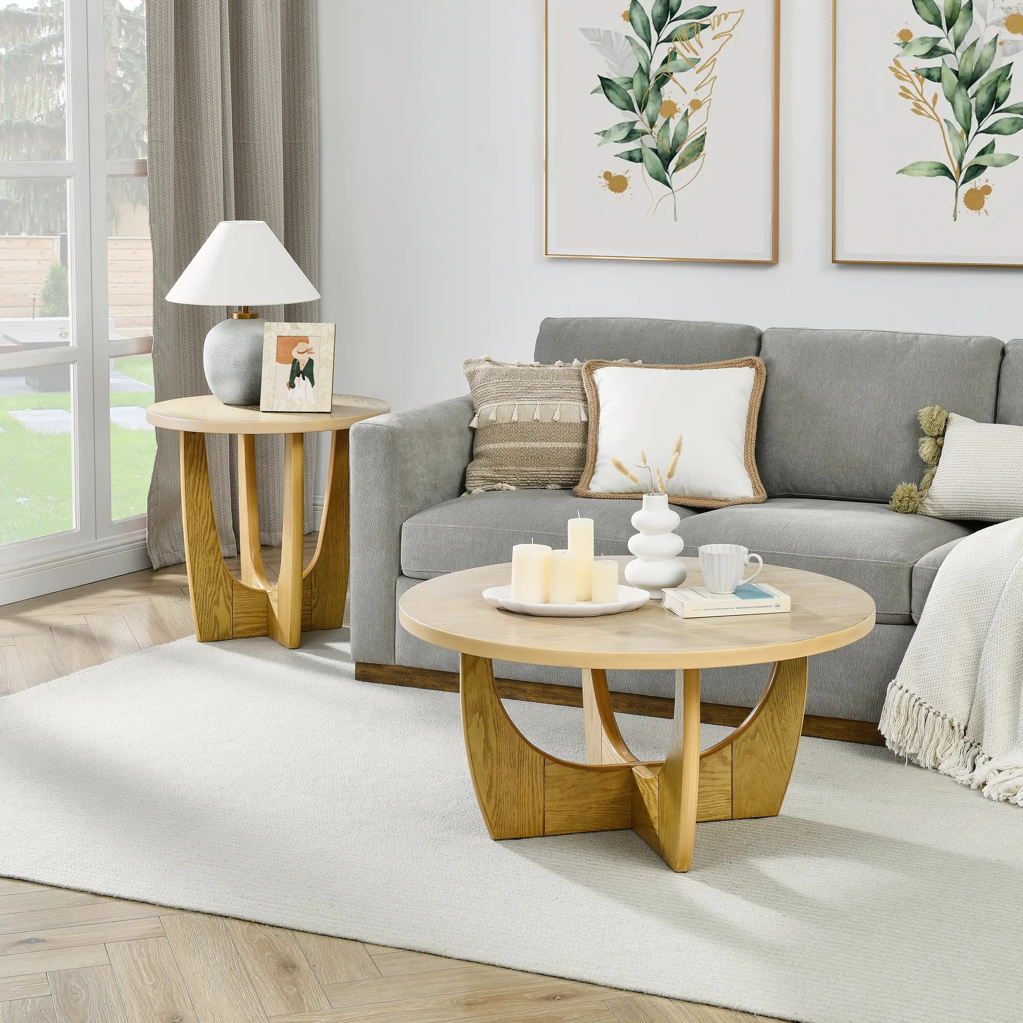 Wooden Round Farmhouse Coffee Table