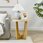 Wooden Round Farmhouse End Table