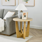 Wooden Round Farmhouse End Table
