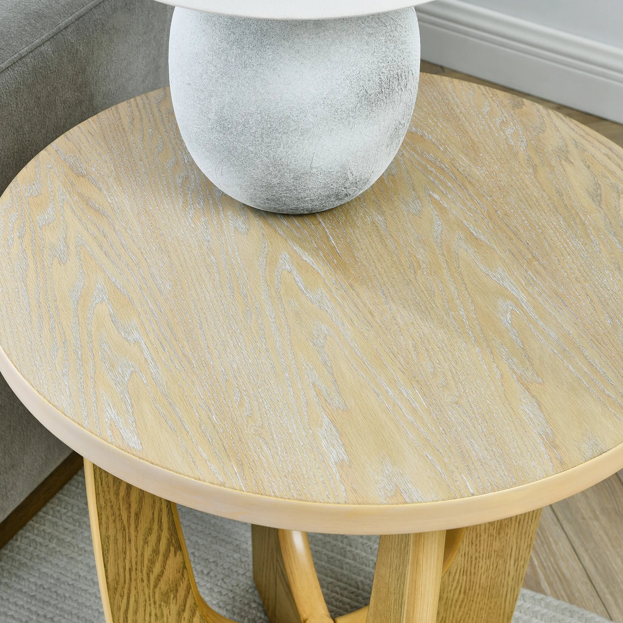 Wooden Round Farmhouse End Table