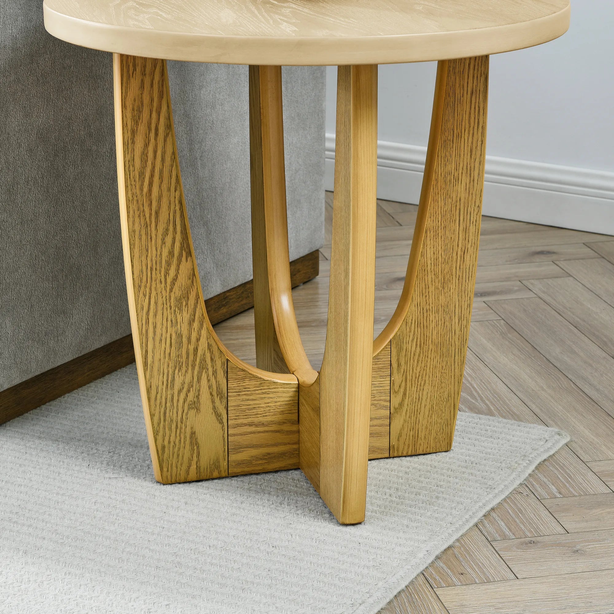 Wooden Round Farmhouse End Table