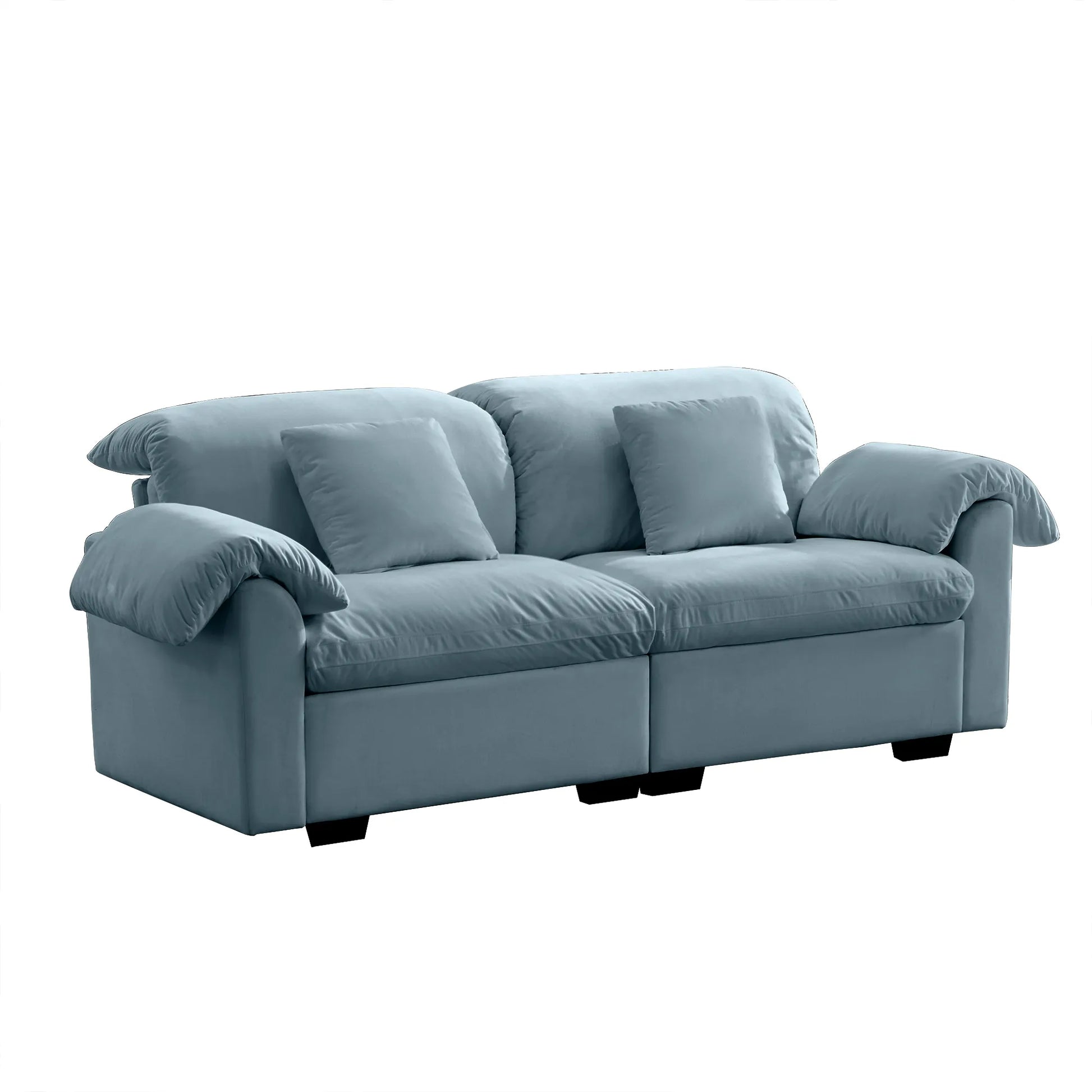 2 Seater Oversized Modern Velvet Cloud Comfort Sectional Sofa with Ottoman & Underseat Storage