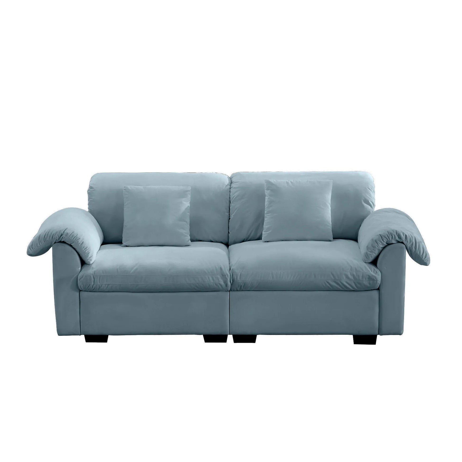 2 Seater Oversized Modern Velvet Cloud Comfort Sectional Sofa with Ottoman & Underseat Storage