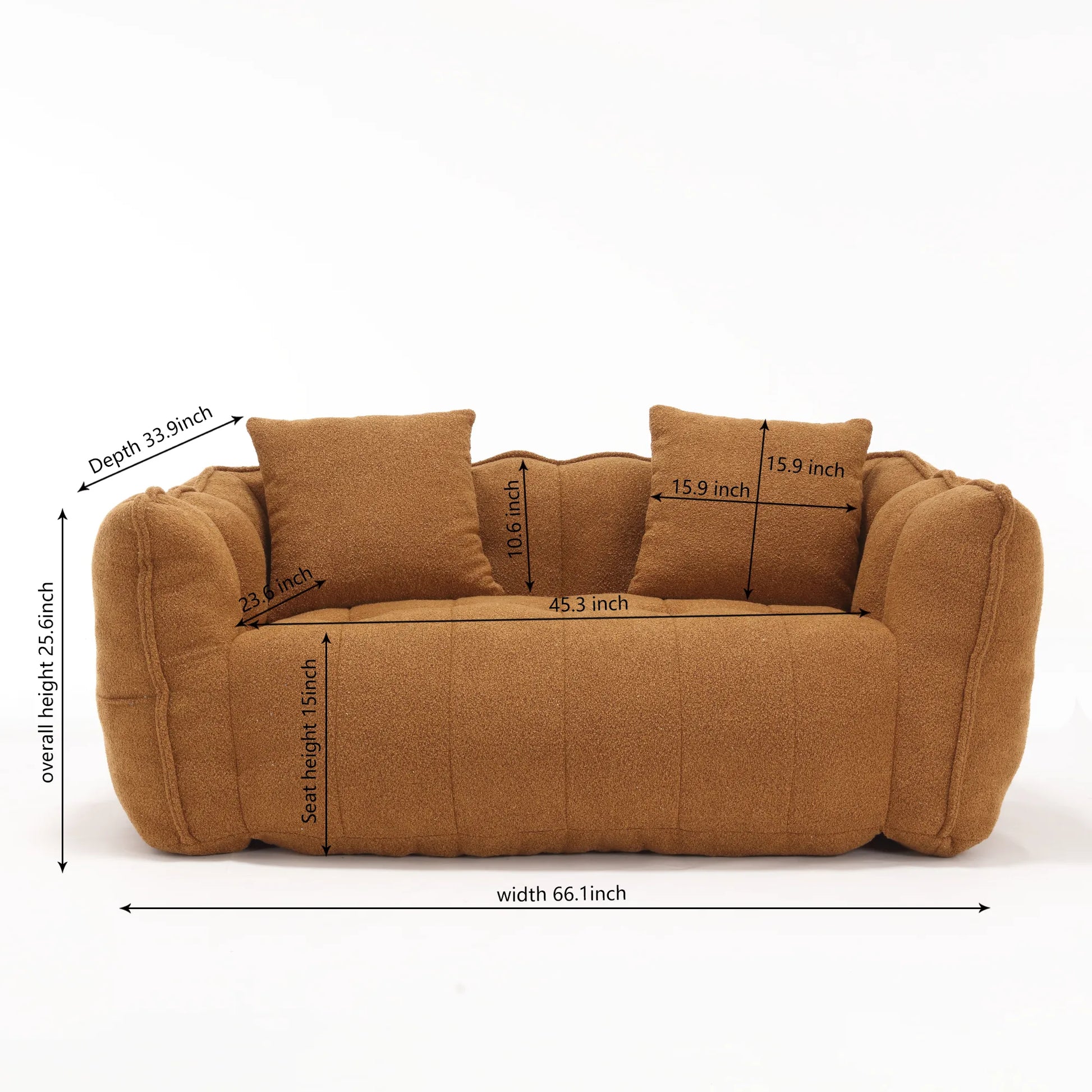 2 Seater Soft Beanbag Sofa Chair with High Resilience Foam