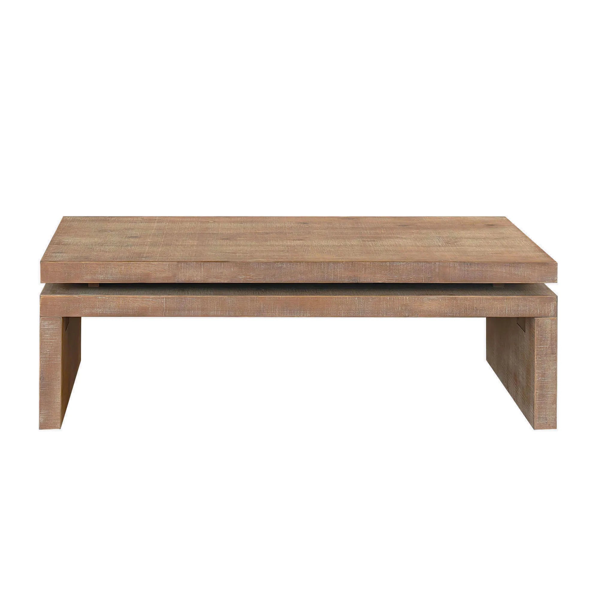 2 Tier Rustic Farmhouse Natural Wood Coffee Table