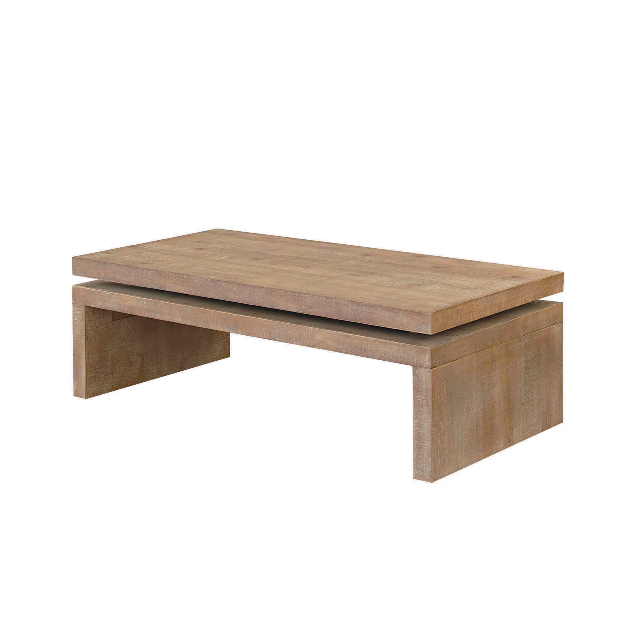 2 Tier Rustic Farmhouse Natural Wood Coffee Table