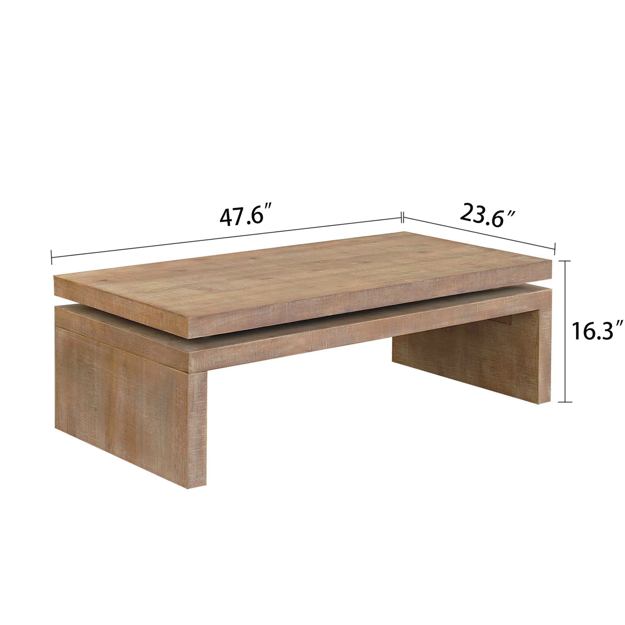 2 Tier Rustic Farmhouse Natural Wood Coffee Table