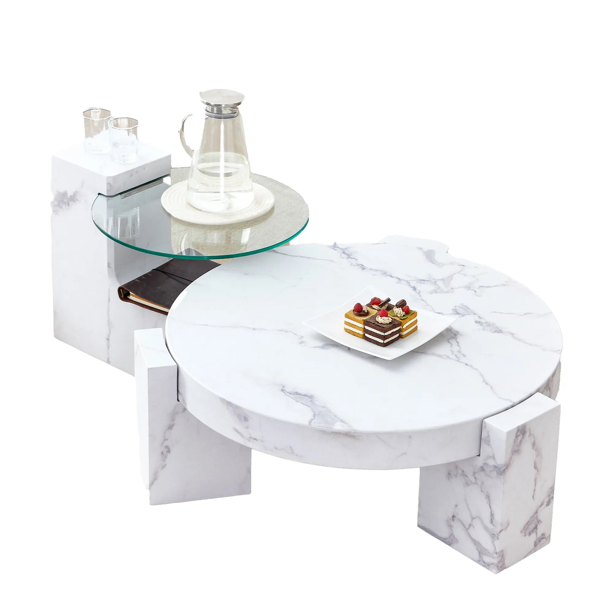 2 Pieces Detachable Modern Coffee Table Side Table Set