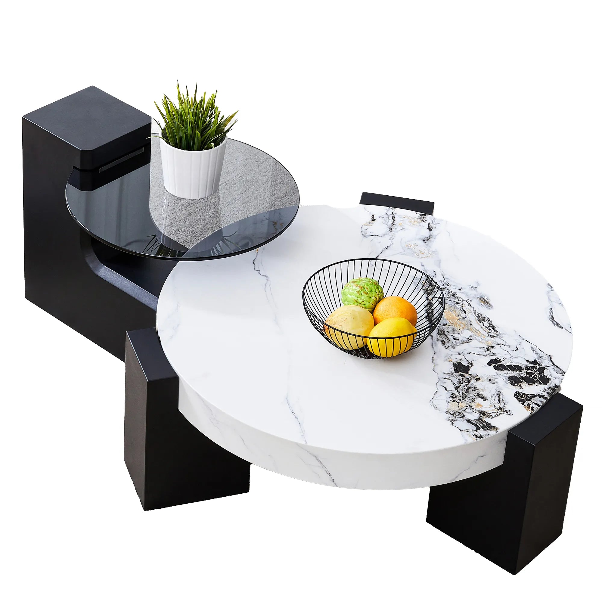 2 Pieces Detachable Modern Coffee Table Side Table Set