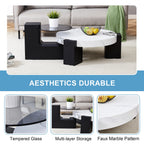 2 Pieces Detachable Modern Coffee Table Side Table Set