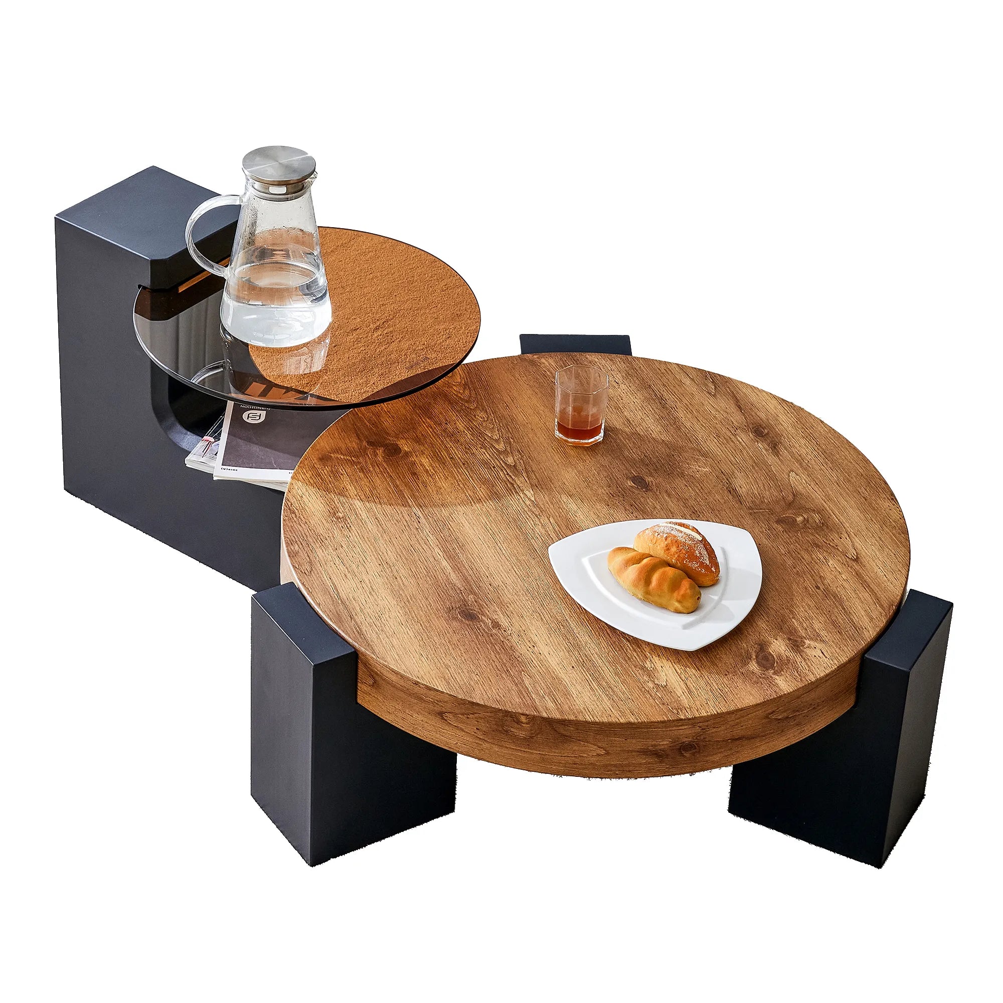 2 Pieces Detachable Modern Coffee Table Side Table Set