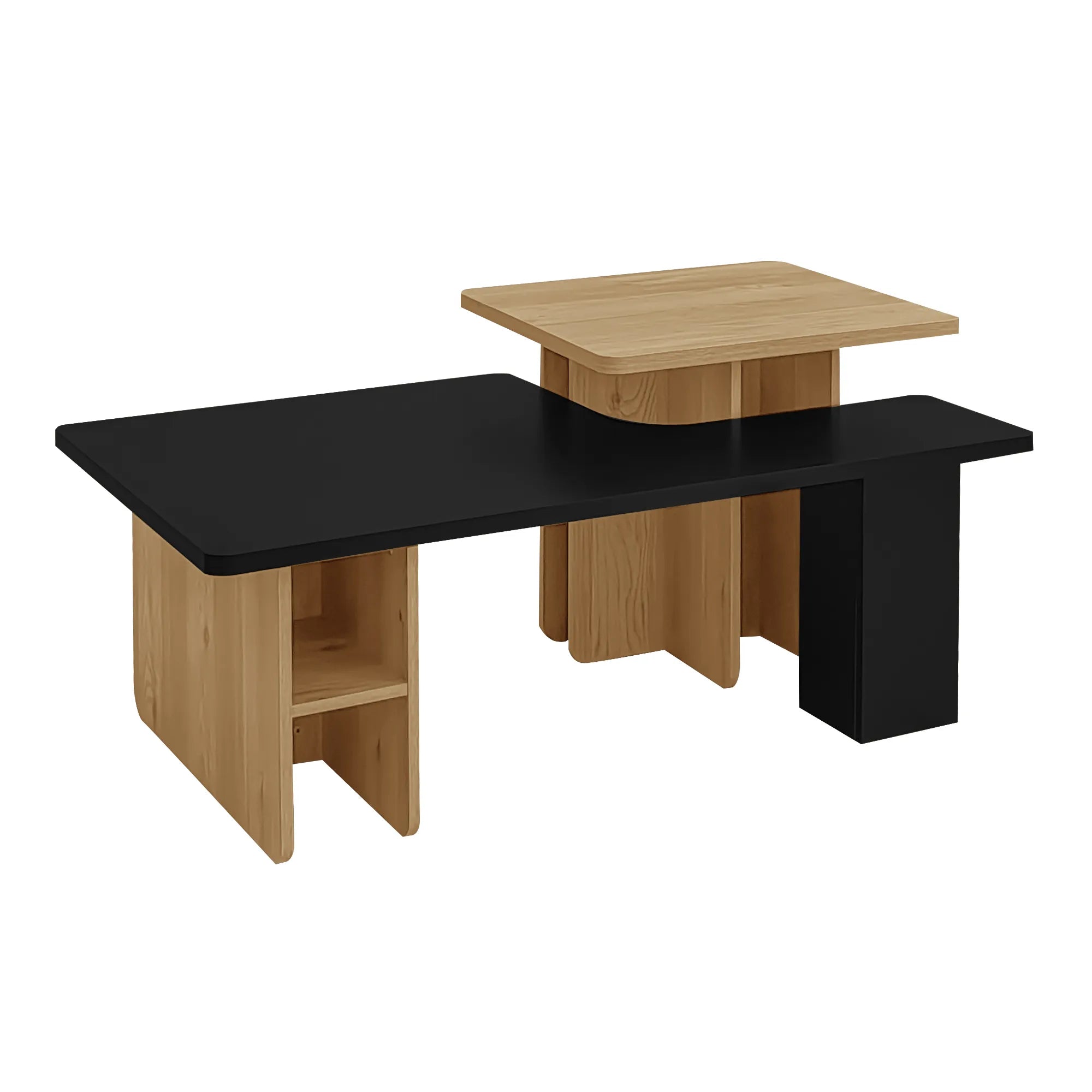 2 Pieces Farmhouse Nesting Coffee Table Set