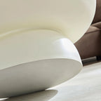 2 Pieces Matte White Cream Round Coffee Table Side Table Set