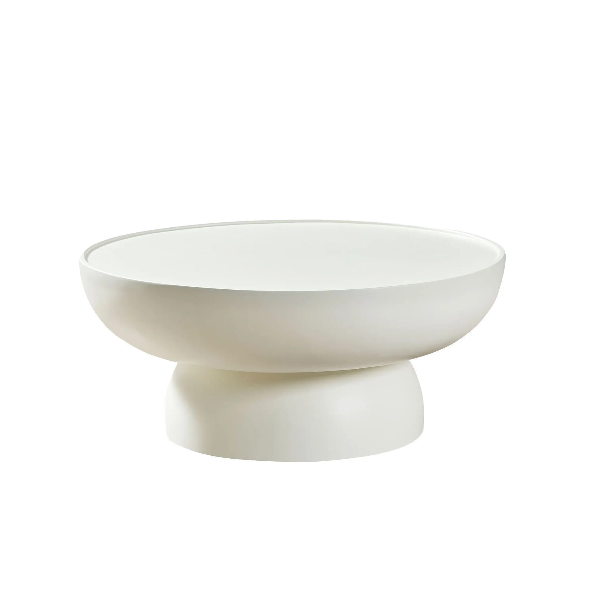 2 Pieces Matte White Cream Round Coffee Table Side Table Set