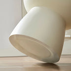 2 Pieces Matte White Cream Round Coffee Table Side Table Set