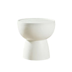 2 Pieces Matte White Cream Round Coffee Table Side Table Set