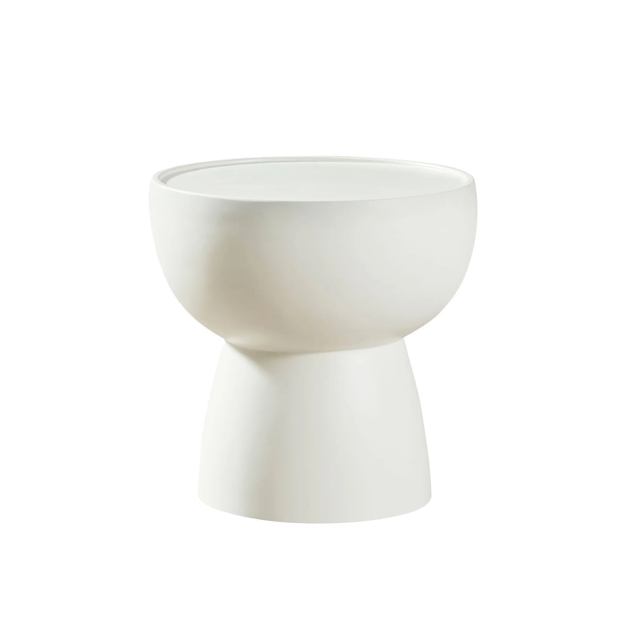 2 Pieces Matte White Cream Round Coffee Table Side Table Set
