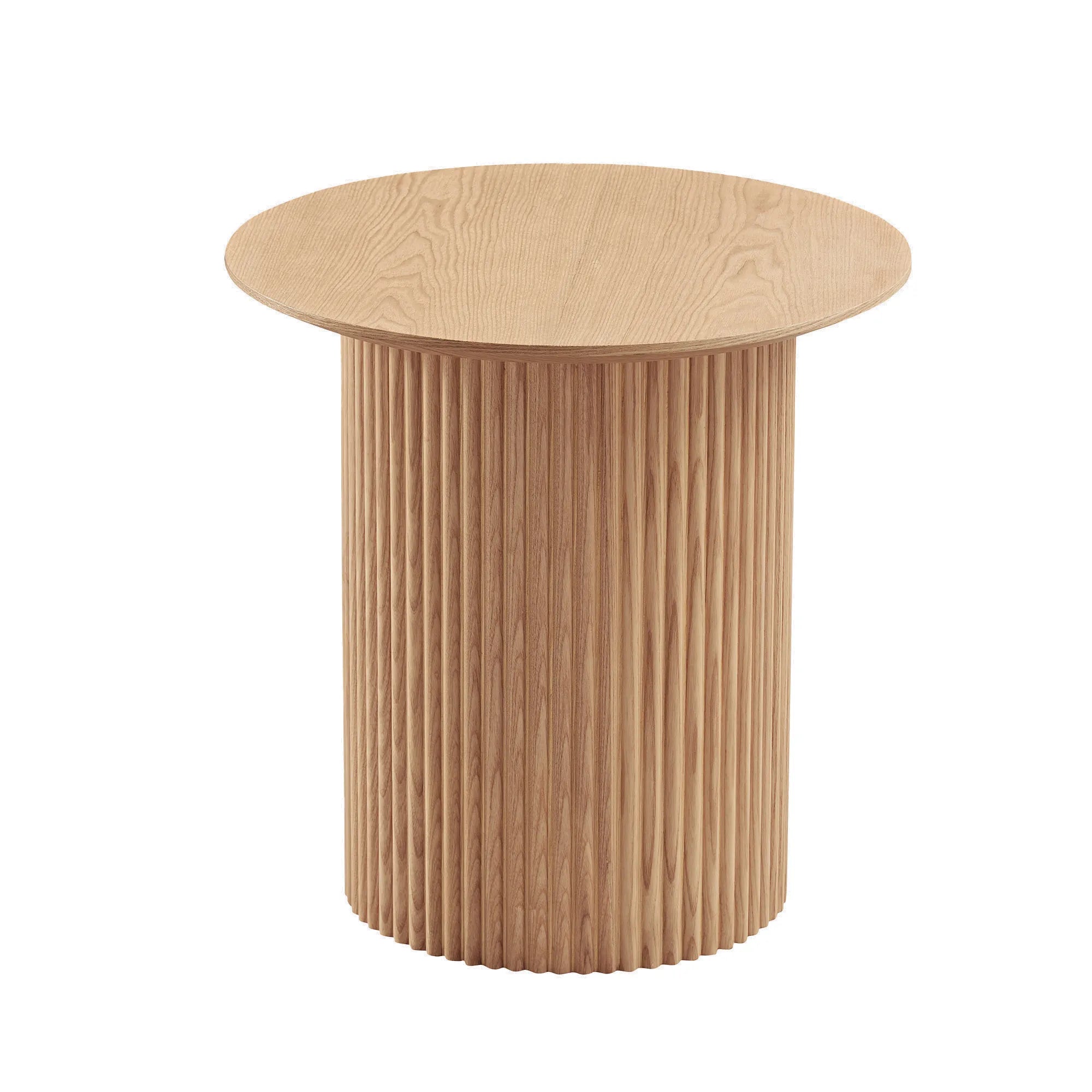 2 Pieces Mid Century Modern Wooden Round Coffee Table Set