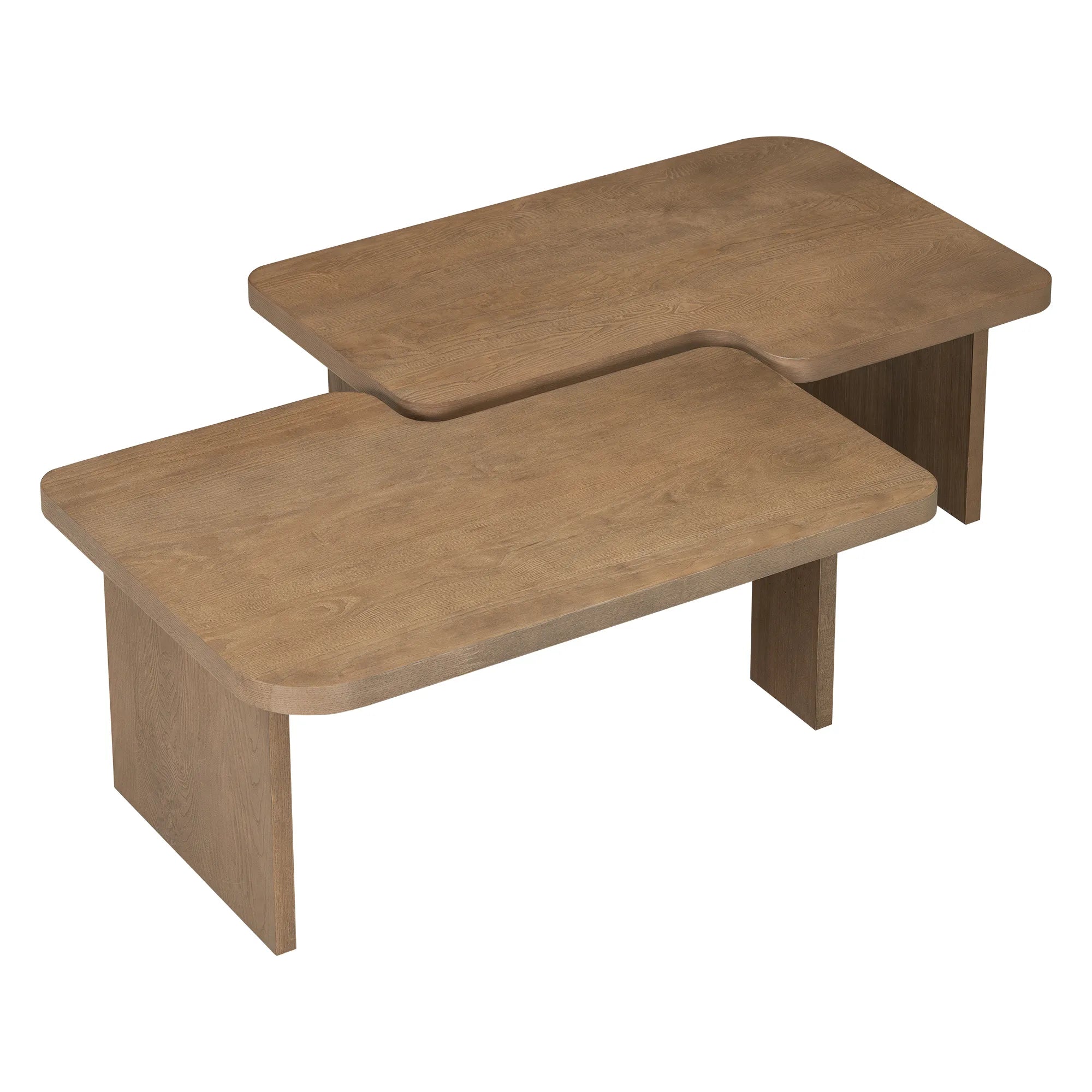 2 Pieces Modern Minimalist Rectangle Coffee Table Set